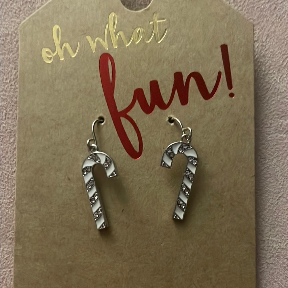 Candy Cane Silver Earrings